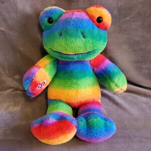 Build a Bear Workshop Rainbow Frog Plush w/Perfect Pattern Retired NWOT